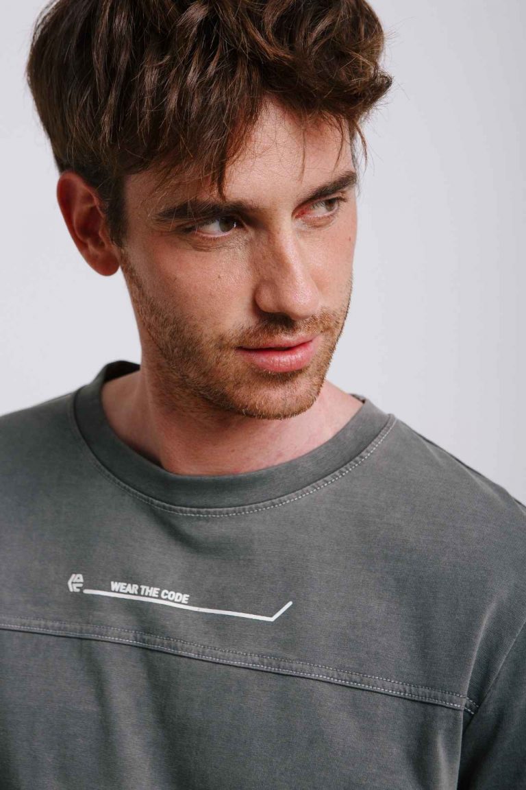 CAMISETA GRIS MANGA LARGA HOMBRE 45-666_999 BRUNOS MODA