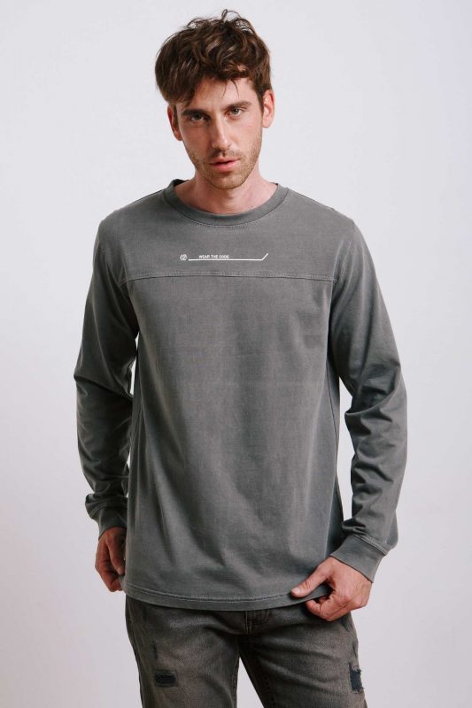 CAMISETA GRIS MANGA LARGA HOMBRE 45-666_999 BRUNOS MODA
