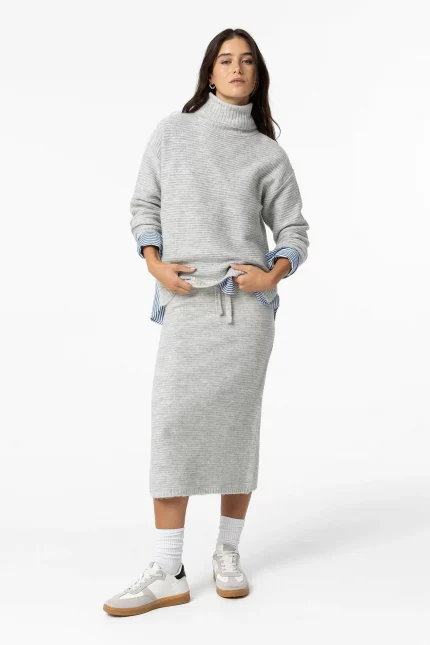 FALDA MIDI GRIS LARGA GRIS MUJER 10057503_060