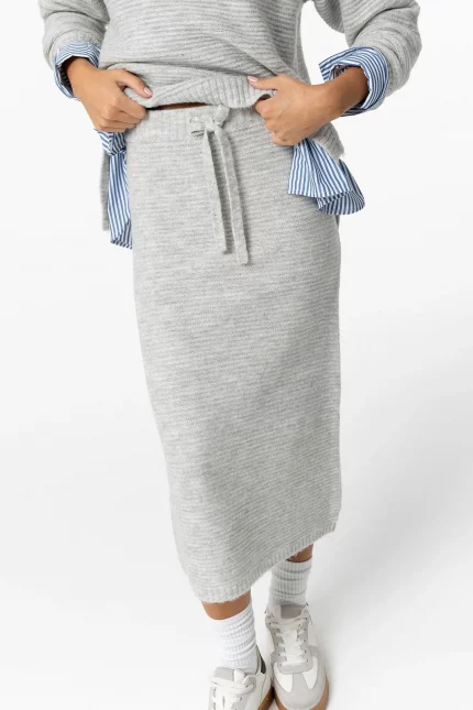 FALDA MIDI GRIS LARGA GRIS MUJER 10057503_060