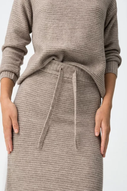 FALDA MIDI PUNTO CANALE BEIGE 10061938_168