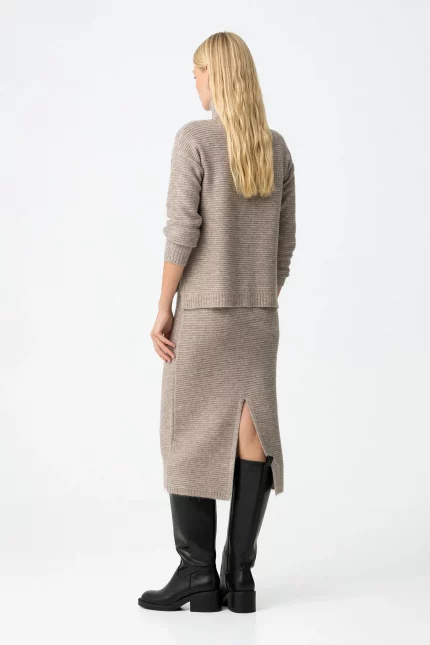 FALDA MIDI PUNTO CANALE BEIGE 10061938_168