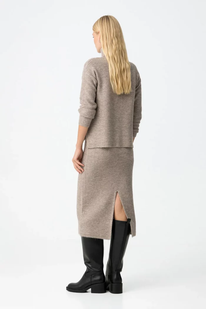 FALDA MIDI PUNTO CANALE BEIGE 10061938_168