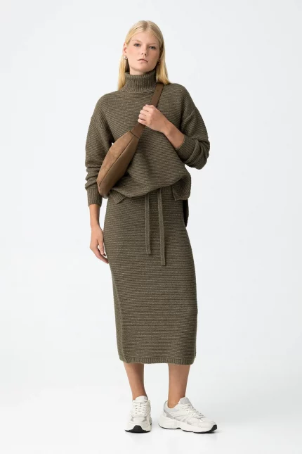 FALDA MIDI PUNTO CANALE VERDE 10061938_831