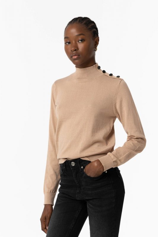 JERSEY BOTONES CUELLO ALTO 10056316 168 5 JERSEY BEIGE BOTONES CUELLO ALTO 10056316_168