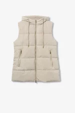 CHALECO ACOLCHADO CON CAPUCHA BEIGE MUJER 10062001_134