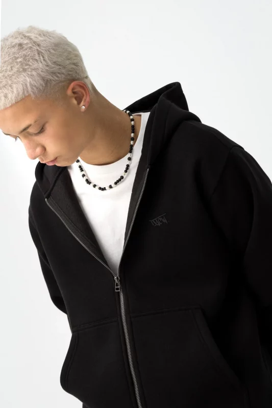 CHAQUETA NEGRA CON CREMALLERA CHICO 10061830_000