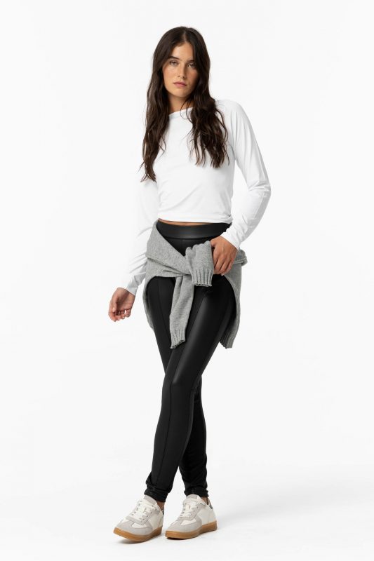 PANTALÓN NEGRO EFECTO PIEL MUJER 10056380_000