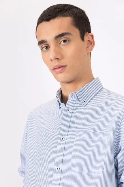 CAMISA RAYAS AZULES OXFORD HOMBRE 10038951 736 4 en Brunos Moda