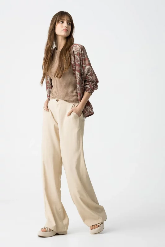PANTALON vestir WIDE beige MUJER 10059796_160