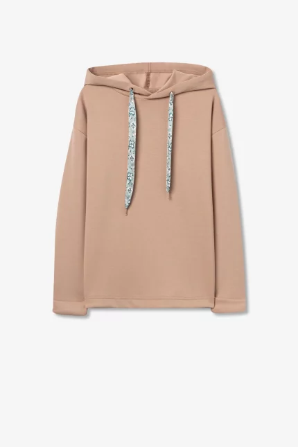 SUDADERA CON CAPUCHA BEIGE MUJER 10058945_168