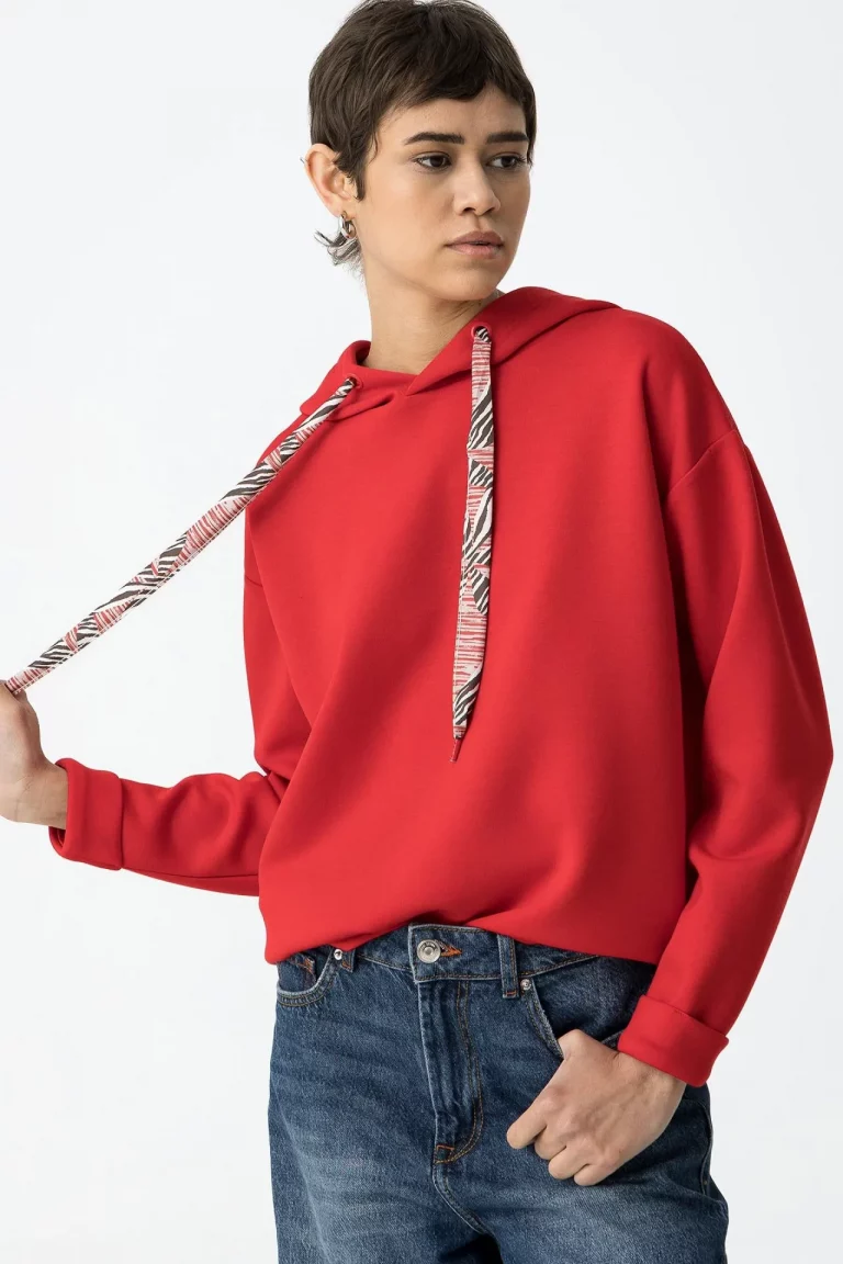 SUDADERA CAPUCHA ROJA MUJER 10058945_534