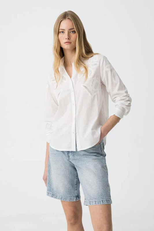 CAMISA BORDADA BLANCA MUJER 10059426