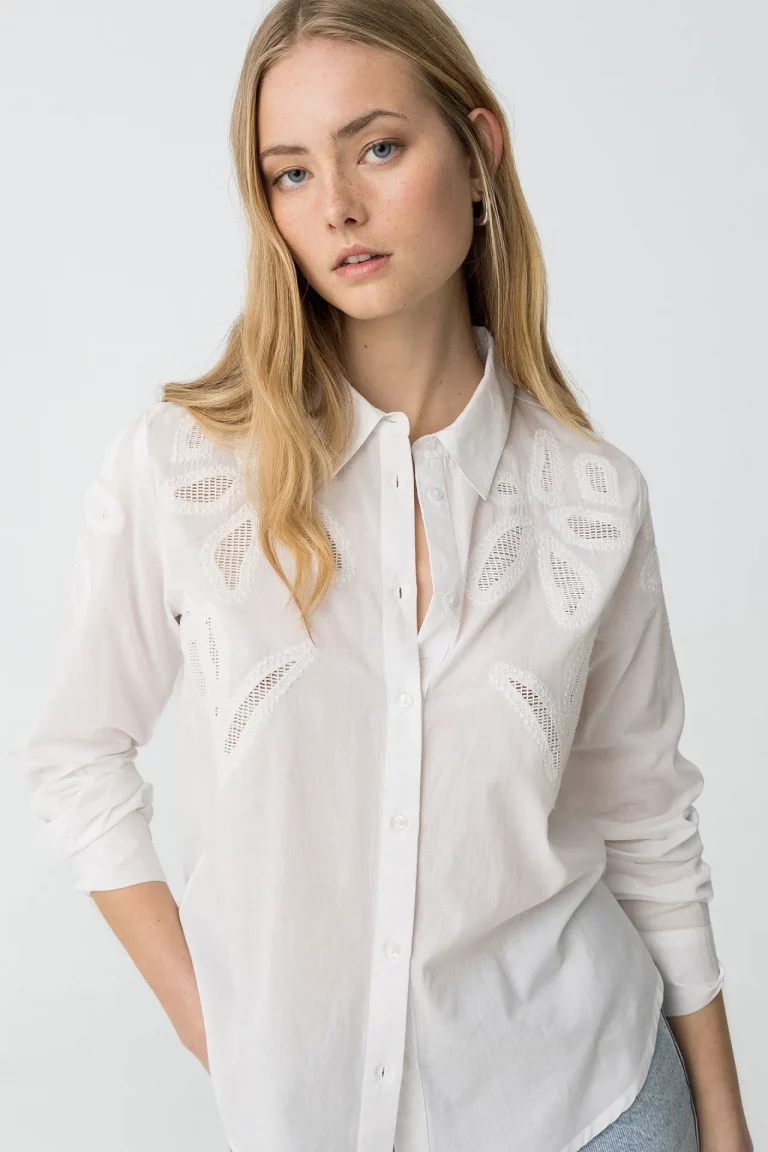 CAMISA BORDADA BLANCA MUJER 10059426