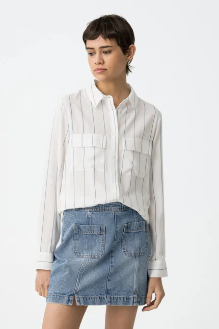 CAMISA FLUIDA BLANCA RAYAS MUJER 10059310_749