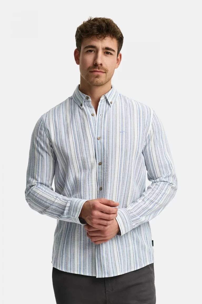Camisa de Rayas Azul Hombre CAMISA LINO RAYAS AZUL HOMBRE INDICODE BRUNOS MODA 20-540