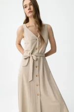VESTIDO MIDI BEIGE MUJER 10064947 BRUNOS TIFFOSI (2)