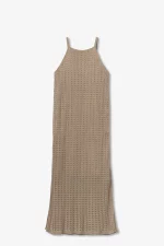 VESTIDO MIDI PUNTO ABIERTO BEIGE 10059016_173