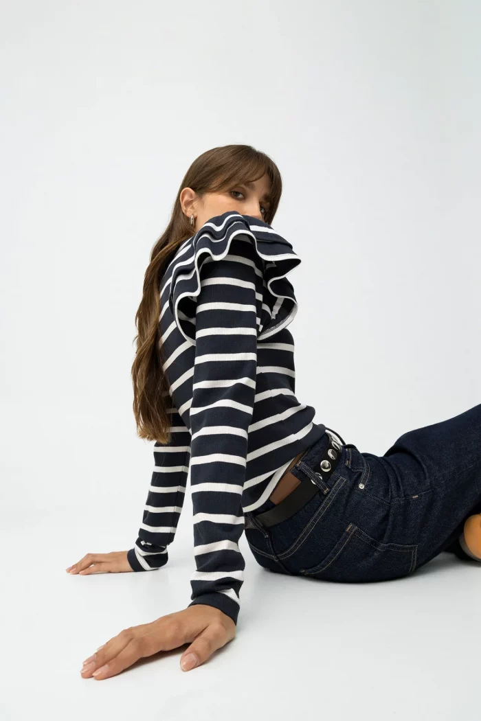 CAMISETA RAYAS CON VOLANTES MUJER TIFFOSI BRUNOS MODA 10061685 (2)