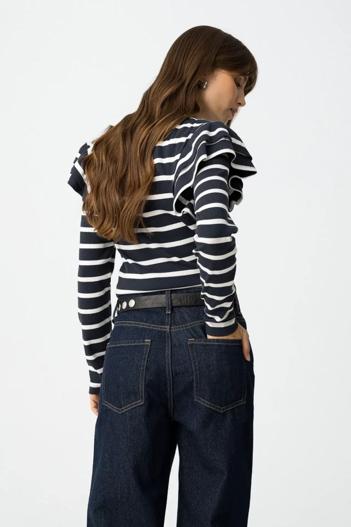 CAMISETA RAYAS CON VOLANTES MUJER TIFFOSI BRUNOS MODA 10061685 (2)