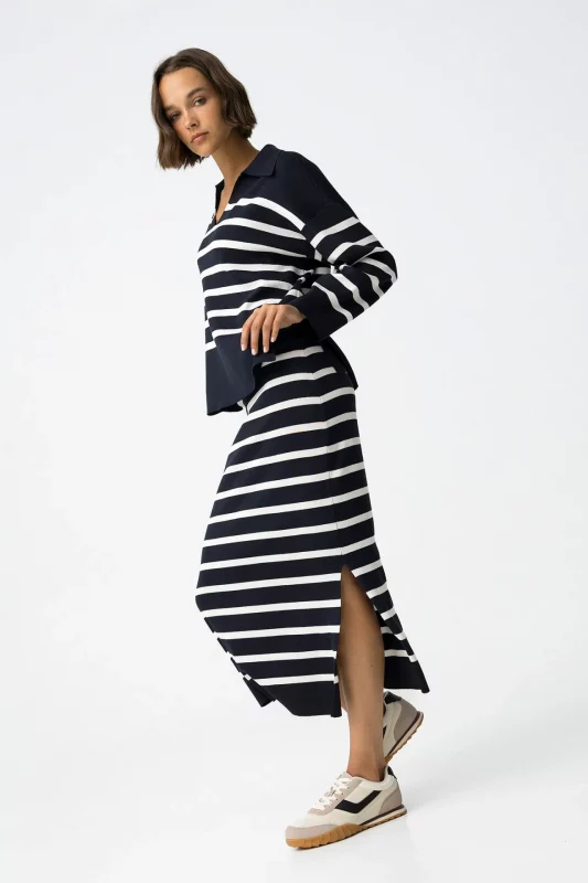 FALDA MISI AZUL MUJER 10061607 6 FALDA MIDI AZUL MUJER 10061607