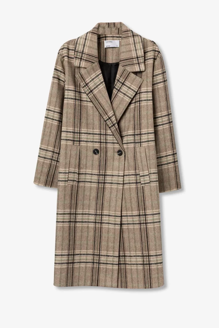 ABRIGO LARGO CUADROS PAÑO MUJER 10062214