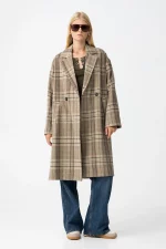ABRIGO LARGO CUADROS PAÑO MUJER 10062214