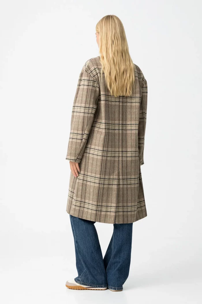 ABRIGO LARGO CUADROS PAÑO MUJER 10062214