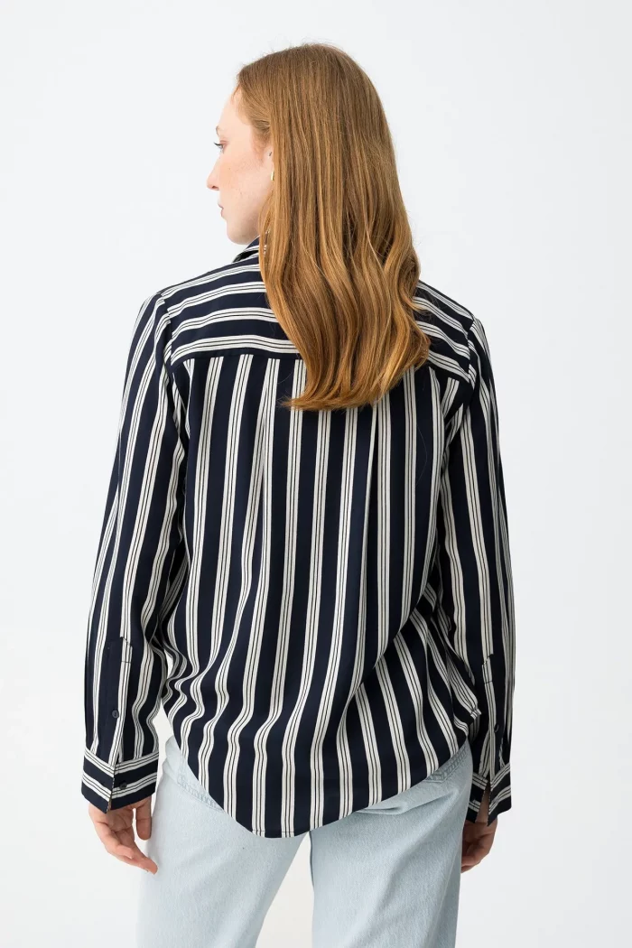 CAMISA FLUIDA AZUL A RAYAS MUJER 10065216_798 BRUNOS TIFFOSI