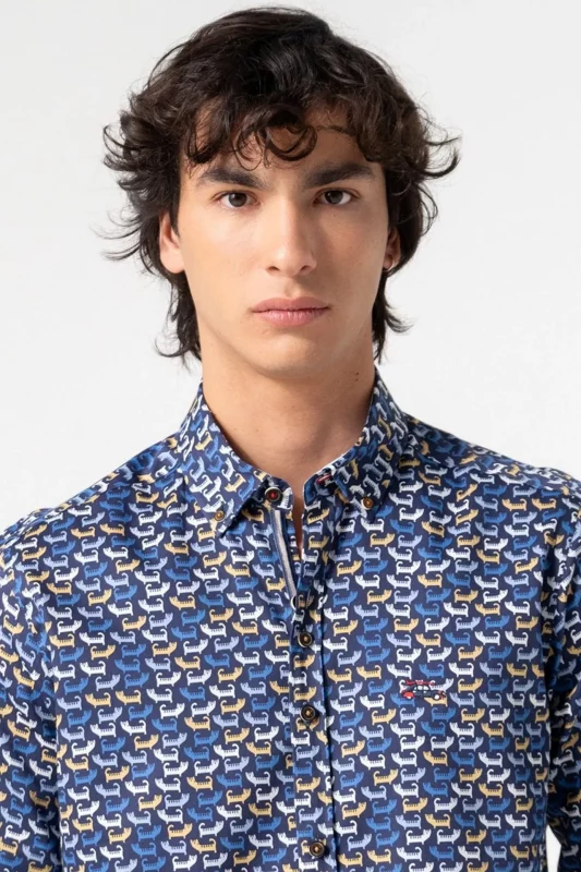 CAMISA GATOS 252064 1 CAMISA GATOS AZUL MARINO HOMBRE 252064