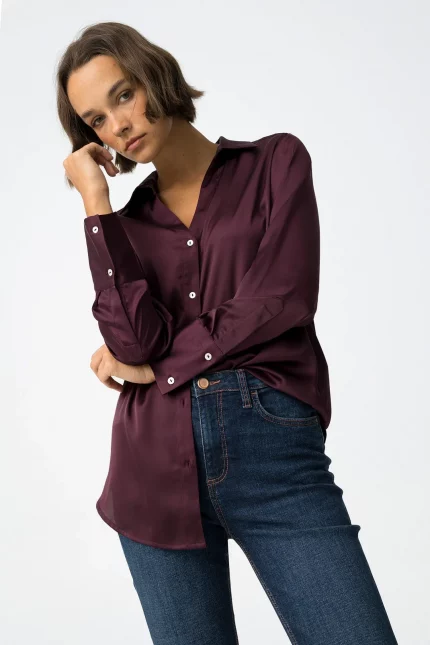 CAMISA SATINADA MORADA MUJER 10063318_536