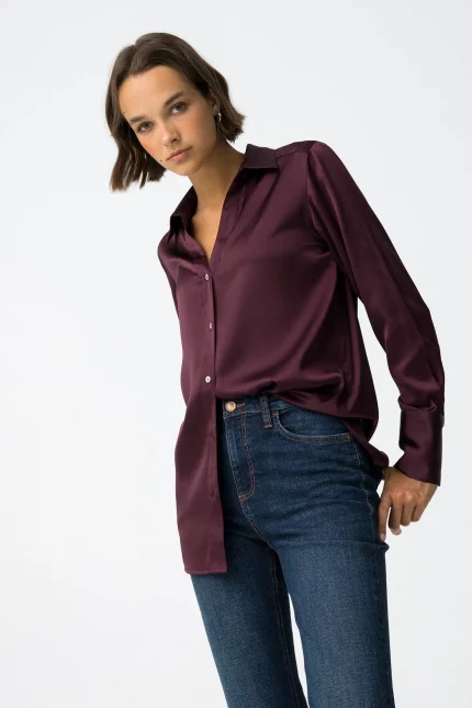 CAMISA SATINADA MORADA MUJER 10063318_536