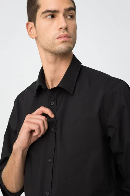 CAMISA SLIM NEGRA HOMBRE 10062461_000