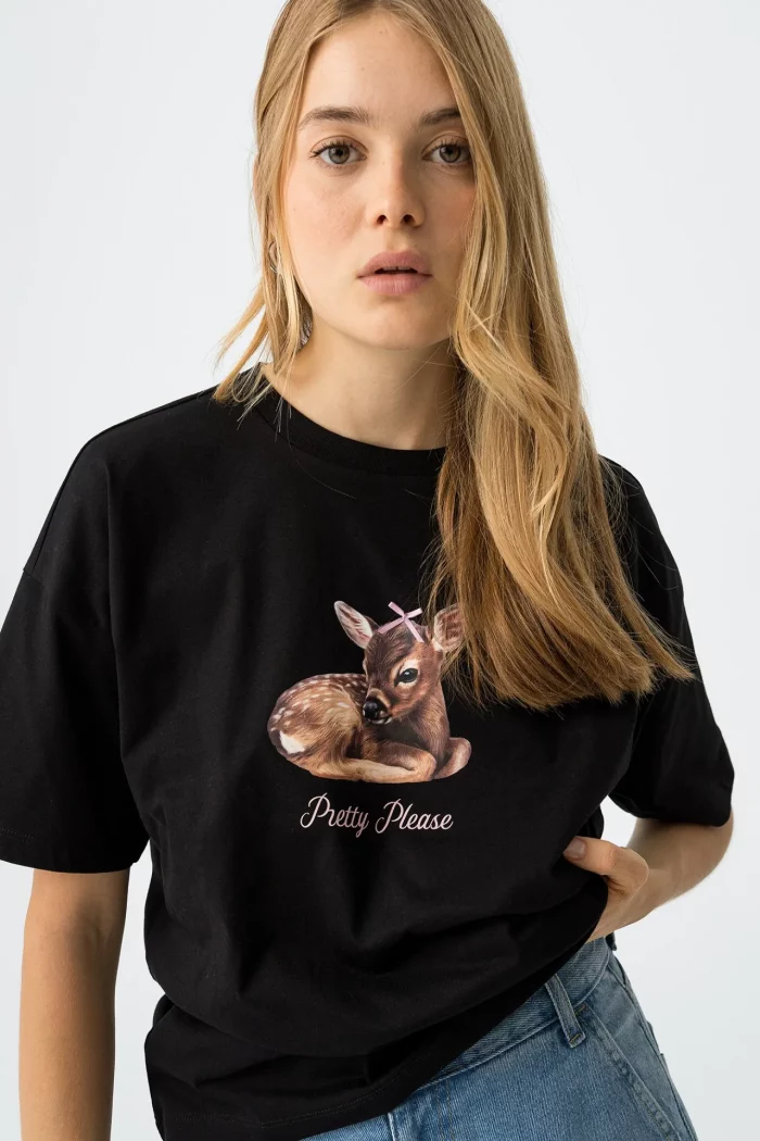 CAMISETA LAZO NEGRA BAMBI CHICA TIFFOSI BRUNOS MODA 10061895_000