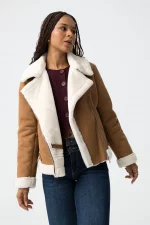 CHAQUETA BIKER DE ANTE BEIGE MUJER 10062102_290 (3)