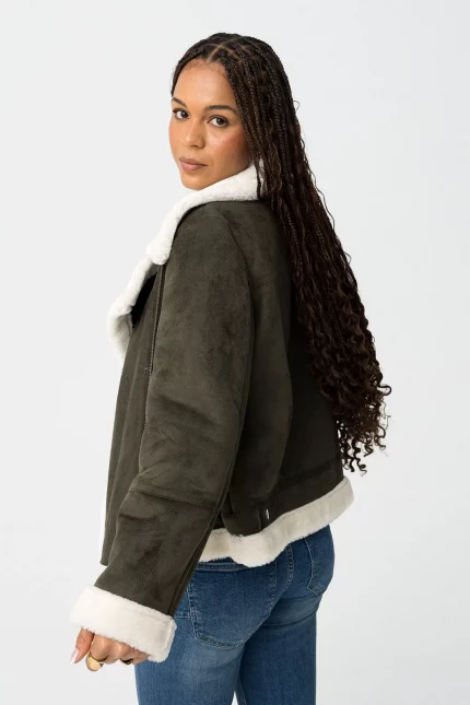 CHAQUETA BIKER DE ANTE VERDE MUJER 10062102 831 3 CHAQUETA BIKER DE ANTE VERDE MUJER 10062102_831