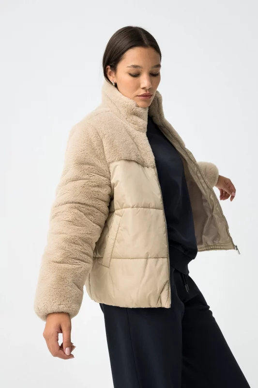 CHAQUETA PELUCHE BEIGE MUJER 10062269 1 CHAQUETA PELUCHE BEIGE MUJER 10062269