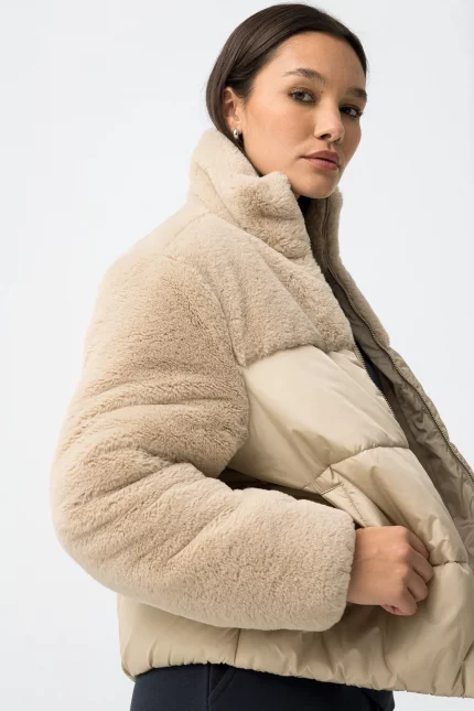 CHAQUETA PELUCHE BEIGE MUJER 10062269 3 CHAQUETA PELUCHE BEIGE MUJER 10062269