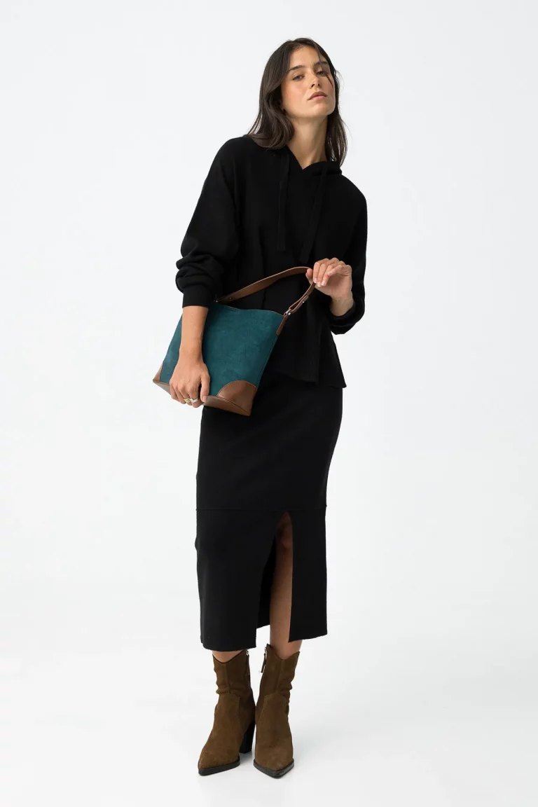 FALDA MIDI PUNTO NEGRA MUJER 10061940_000