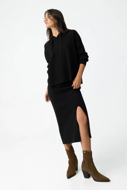 FALDA MIDI PUNTO NEGRA MUJER 10061940_000