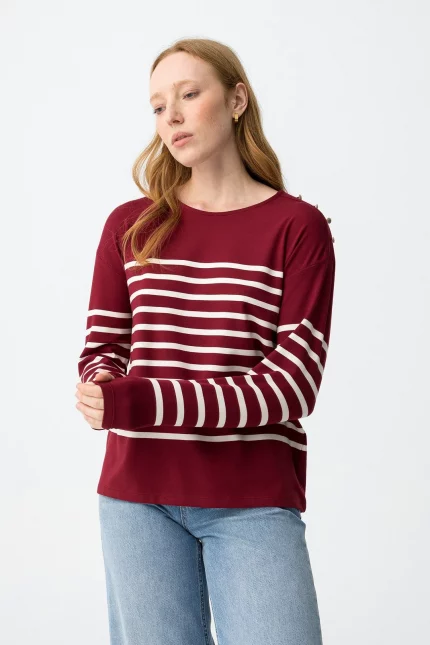 JERSEY RAYAS GRANATE MUJER 10064678_543 BRUNOS TIFFOSI