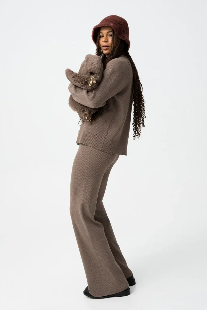 PANTALON PUNTO CANALÉ MARRON STRAIGHT MUJER 10062159_182