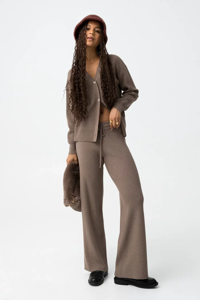 PANTALON PUNTO CANALÉ MARRON STRAIGHT MUJER 10062159_182