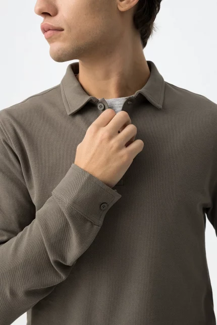 POLO MANGA LARGA MARRON HOMBRE 10062196 203 1 POLO MANGA LARGA MARRÓN HOMBRE 10062196_203