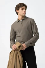 POLO MANGA LARGA MARRÓN HOMBRE 10062196_203