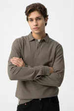 POLO MANGA LARGA MARRÓN HOMBRE 10062196_203
