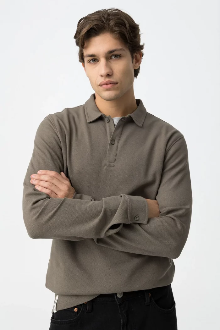 POLO MANGA LARGA MARRÓN HOMBRE 10062196_203