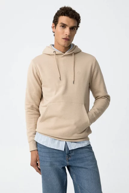 SUDADERA CON CAPUCHA BEIGE HOMBRE 10061519_117