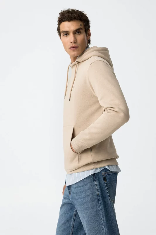 SUDADERA CON CAPUCHA BEIGE HOMBRE 10061519_117