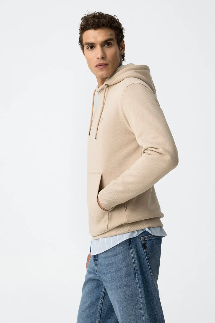SUDADERA CON CAPUCHA BEIGE HOMBRE 10061519_117
